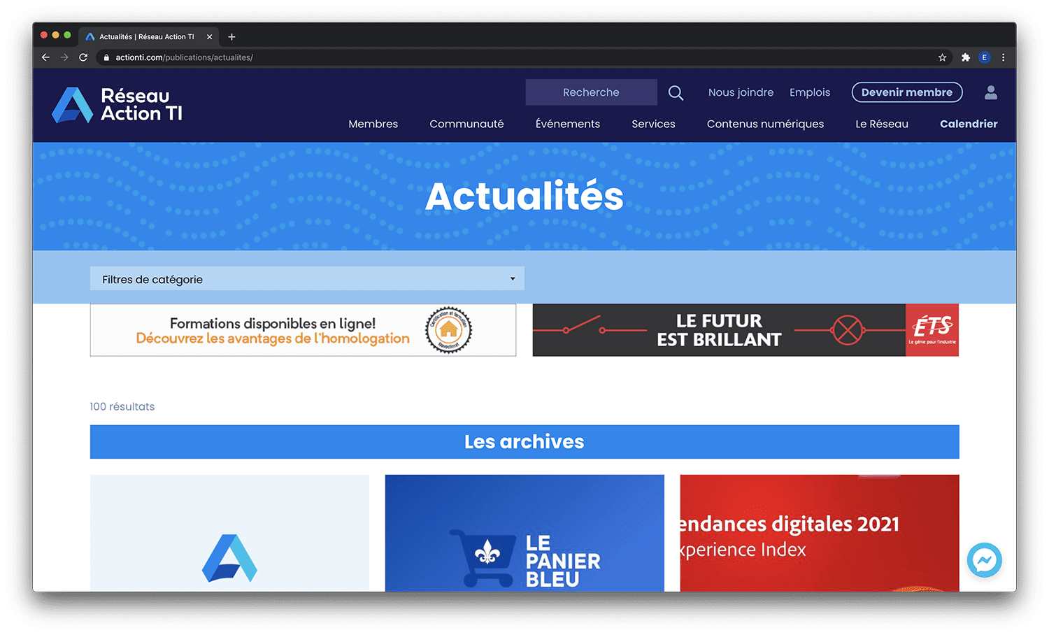 site web Réseau Action Ti actionti.com